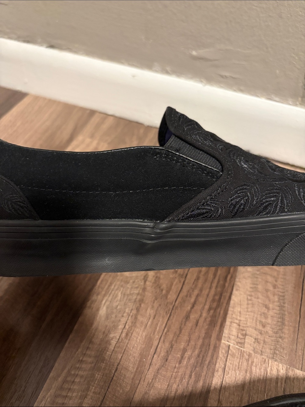 Black Floral Vans Classic Slip-On - Picture 7 of 8